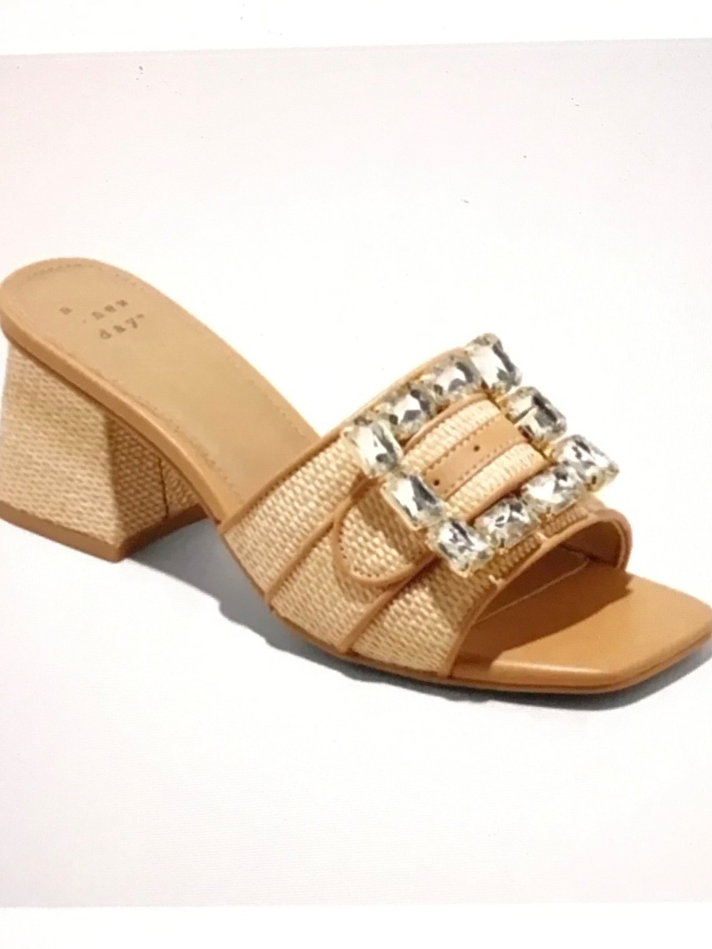 A NEW DAY Kathleen Raffia Buckle Block Heel Sandals Women’s Size 9 NWT